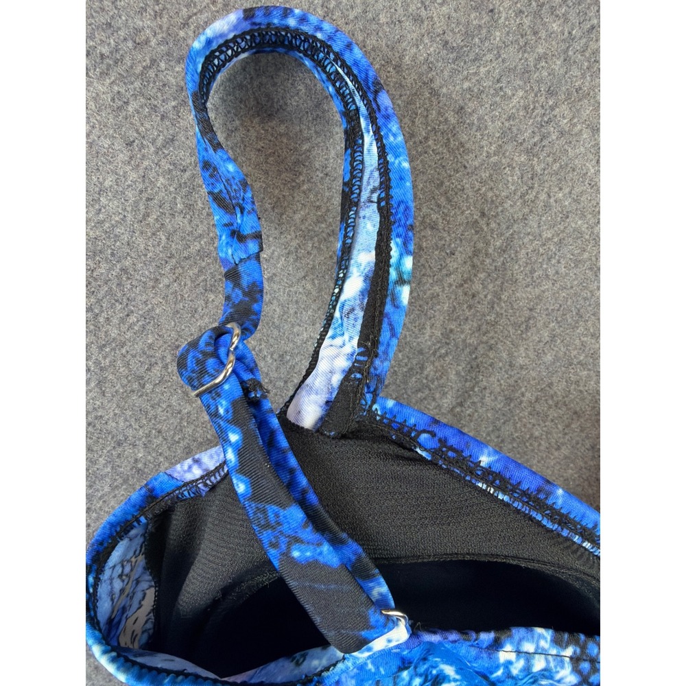 Trimshaper‎ Swimsuit Women 12 Blue Snakeskin Ruched One Piece Tummy Control - Picture 4 of 10